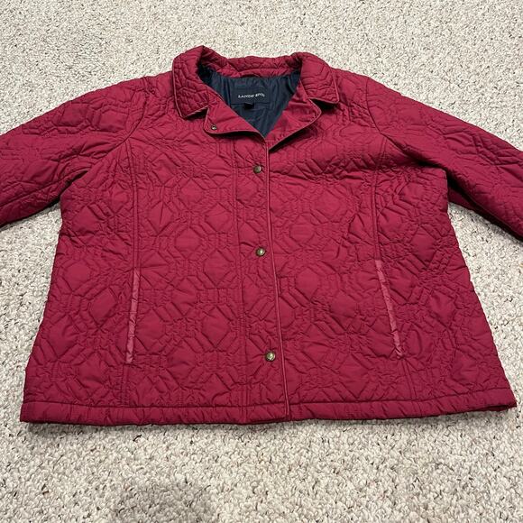 Lands End Snap Front Quilted Winter Jacket Sz 2X Pink Winter Casual Primaloft - Picture 1 of 7
